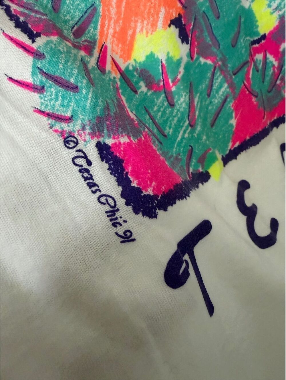 Oneita Power-T Vintage 1991 Texas Chic Short Sleeve T-Shirt Men's Size L - Picture 5 of 9